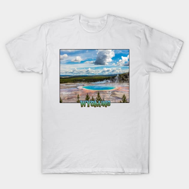 Wyoming State Outline (Yellowstone National Park) T-Shirt by gorff